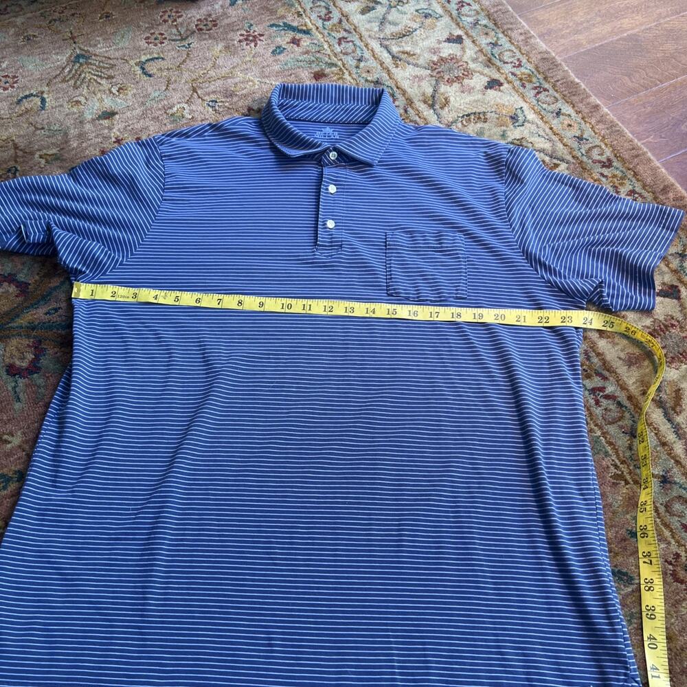 Peter Millar Crown Sport Navy/Lt Blue Stripe Performance Polo Preppy Golfcore XL - Picture 8 of 10